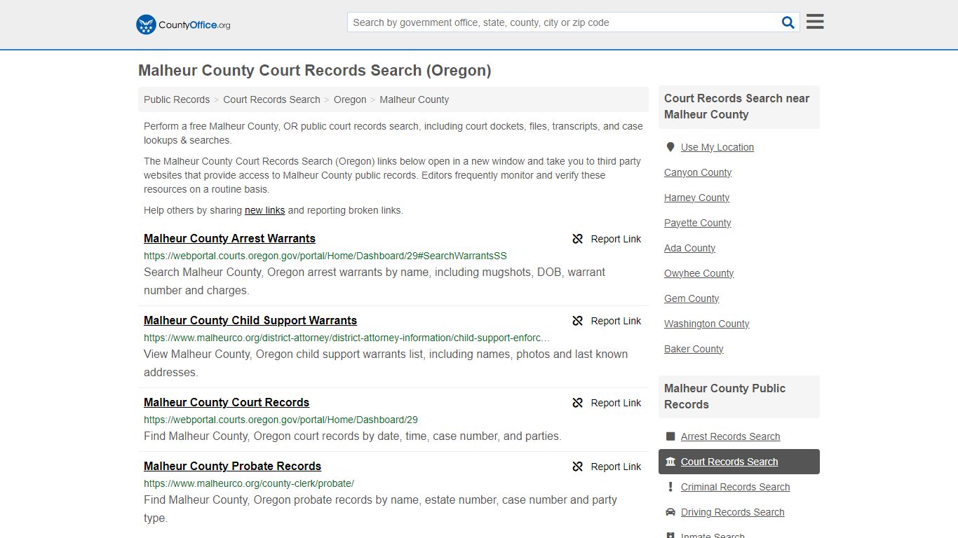 Malheur County Court Records Search (Oregon) - County Office