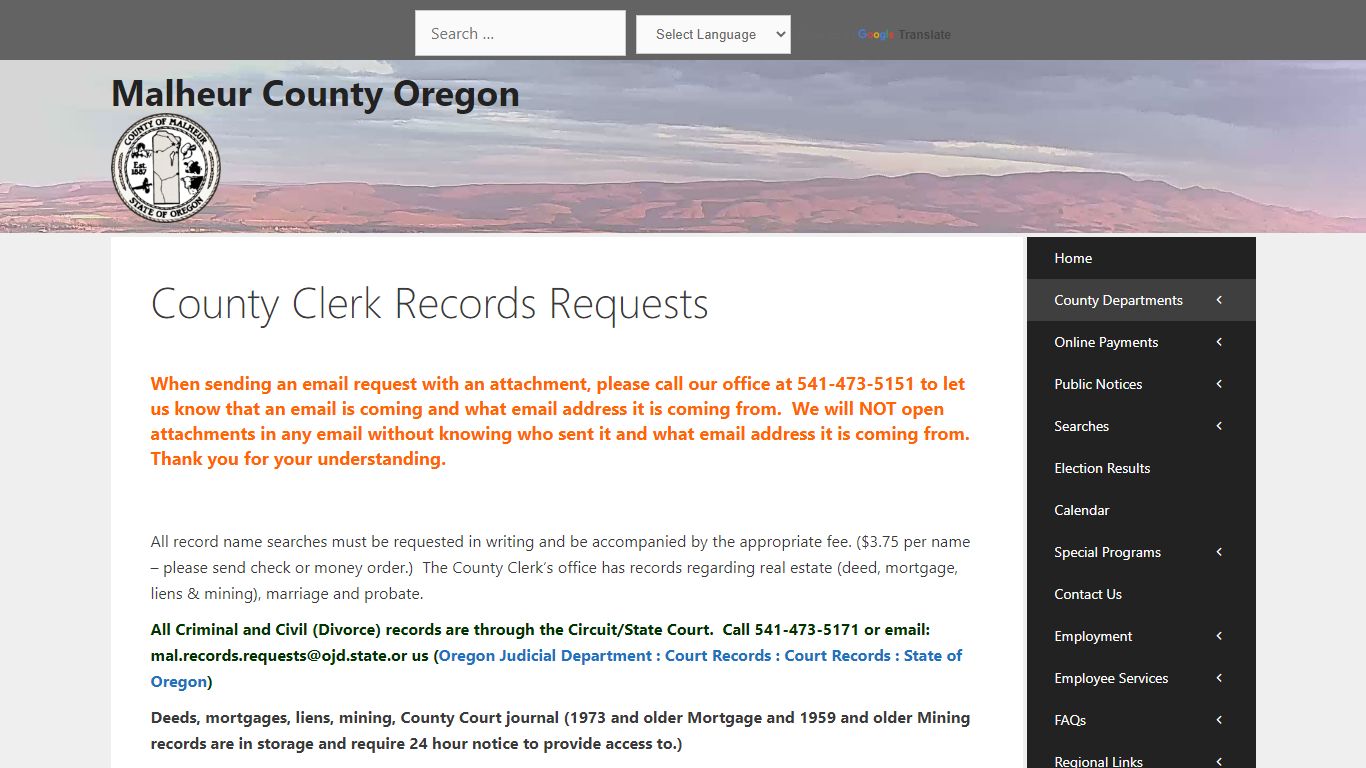 County Clerk Records Requests – Malheur County Oregon