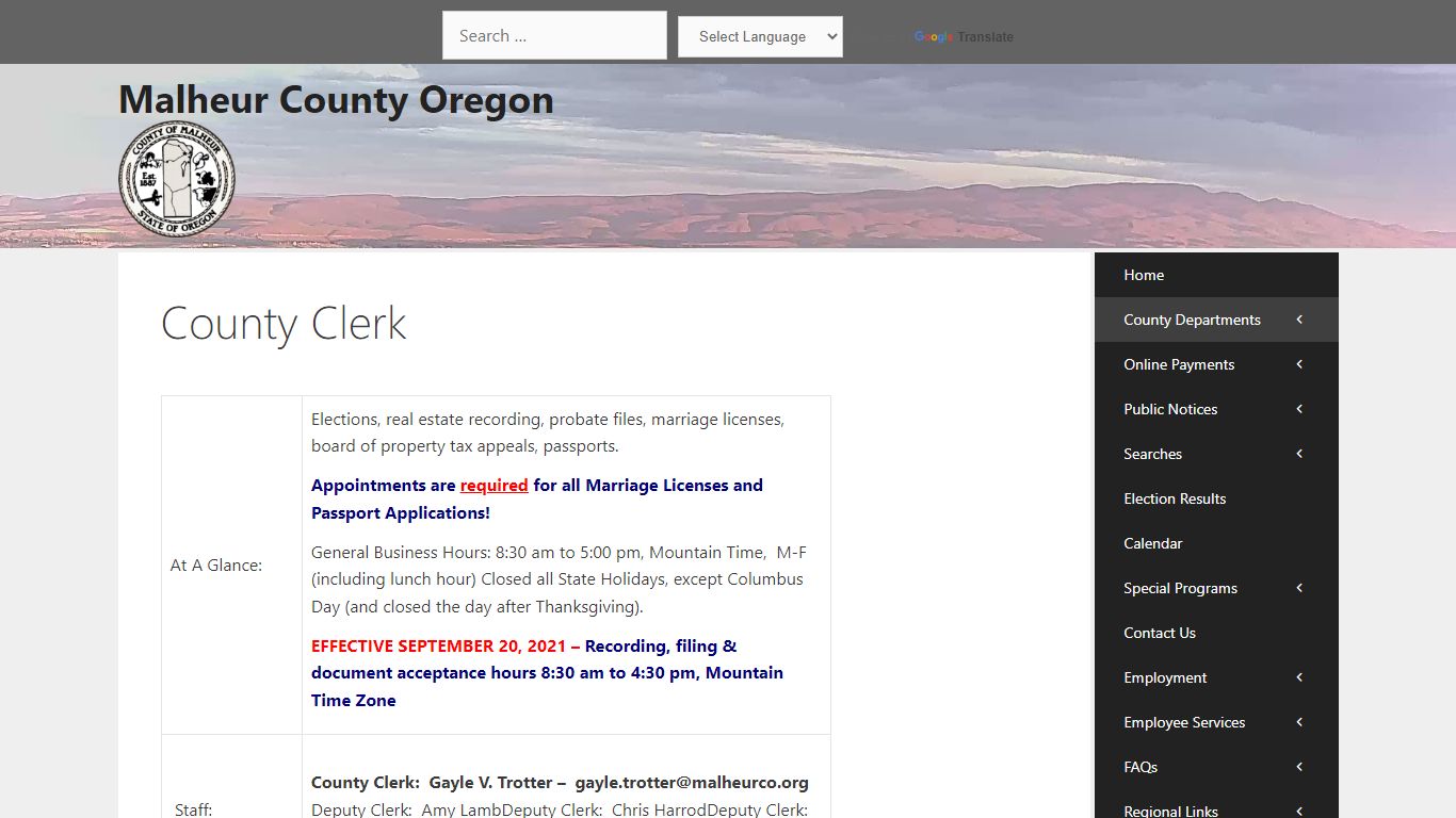 County Clerk – Malheur County Oregon